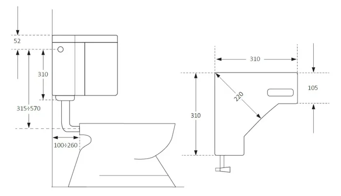 Cassetta WC Angolare a Zaino 1 Pulsante 31x22x31 cm Forlani Angolo Bianca - immagine 2