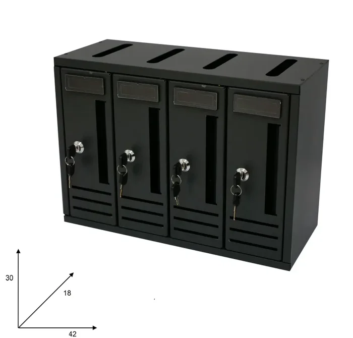 Cassette Postali 42x18x30 cm Artigian 4 Posti in Metallo Nero - immagine 2
