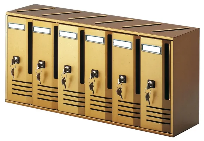 Cassette Postali 6 Posti con Serratura in Alluminio Trimec Bronzo Moda