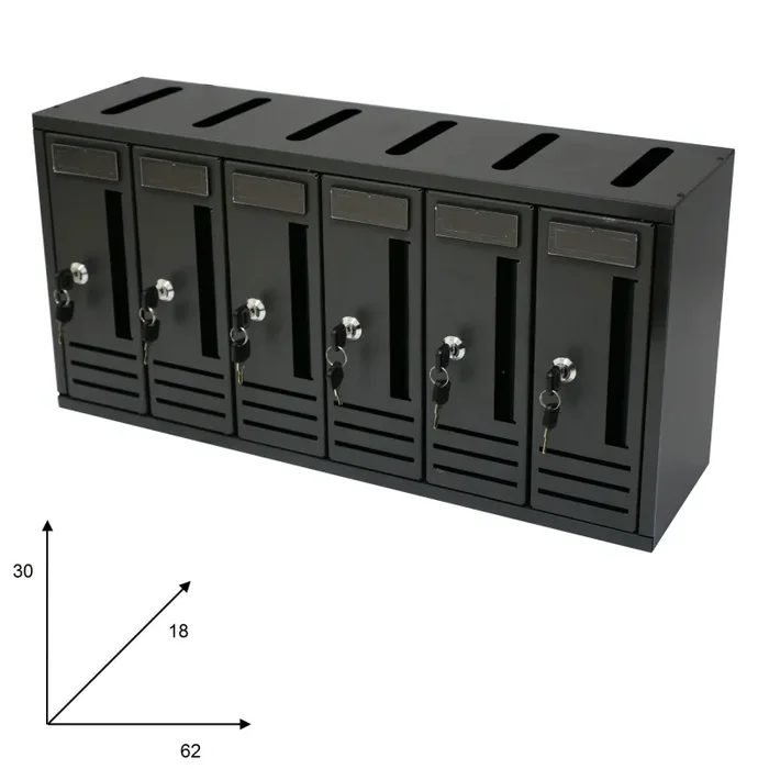 Cassette Postali 62x18x30 cm Artigian 6 Posti in Metallo Nero - immagine 2