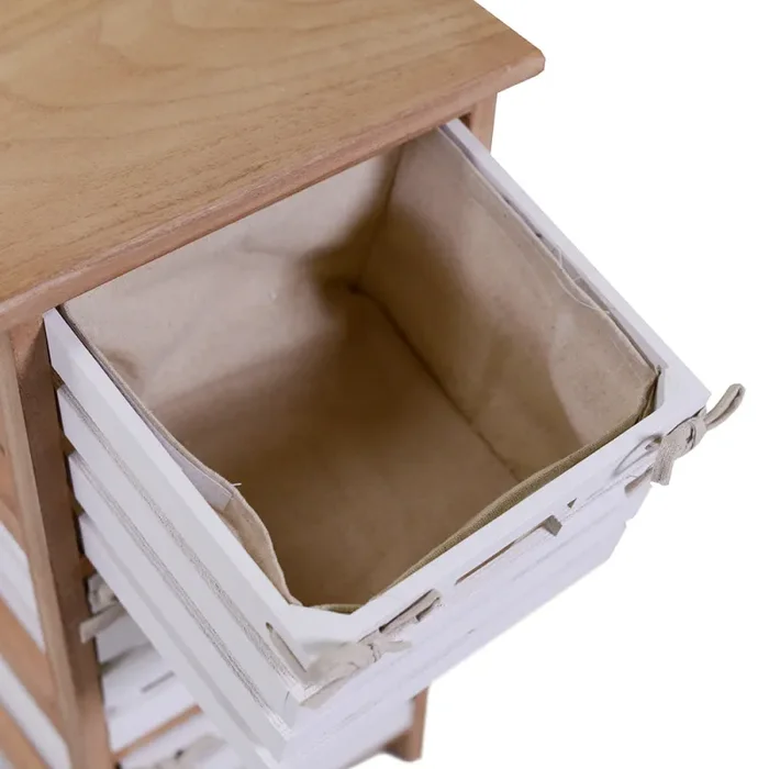 Cassettiera 2 Cassetti in Legno 30x27x47cm Arianna Naturale e Bianca - immagine 3