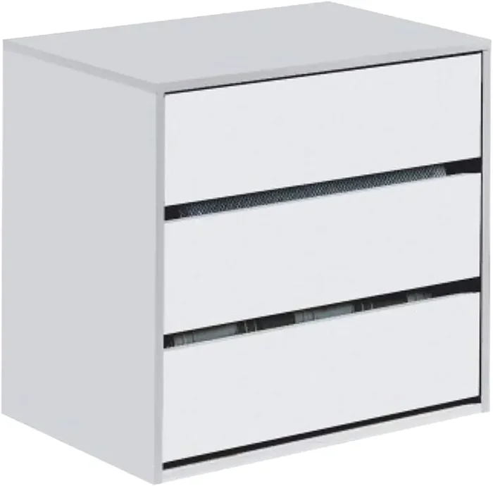 Cassettiera 3 Cassetti 60x44x57 cm per Armabio Guardaroba Bianca