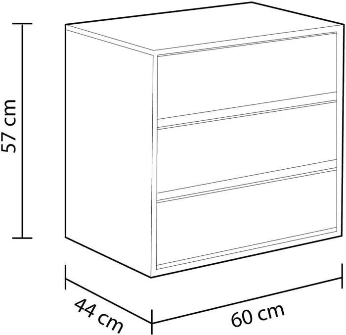 Cassettiera 3 Cassetti 60x44x57 cm per Armabio Guardaroba Bianca - immagine 3