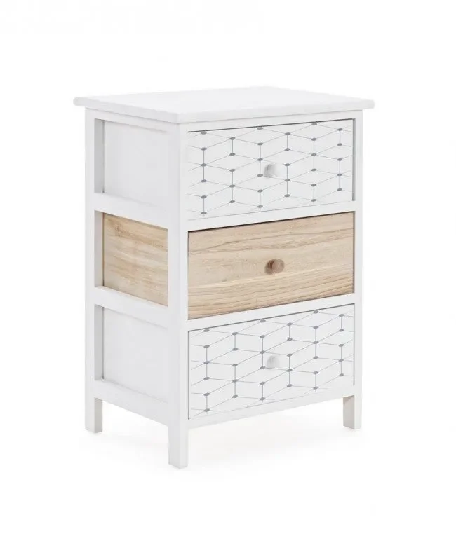 Cassettiera 3 Cassetti Alveare Bia-Nat 40×29 in Legno