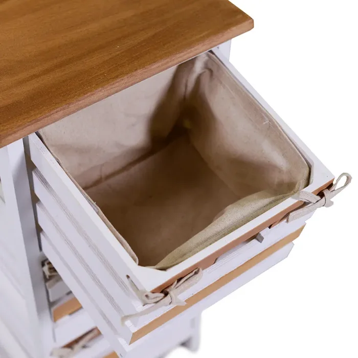 Cassettiera 3 Cassetti in Legno 30x27x66cm Arianna Naturale e Bianca - immagine 3