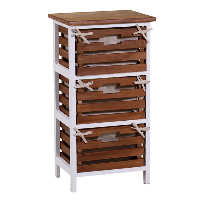 Cassettiera 3 Cassetti in Legno 35x27x66cm Atena Noce e Bianca