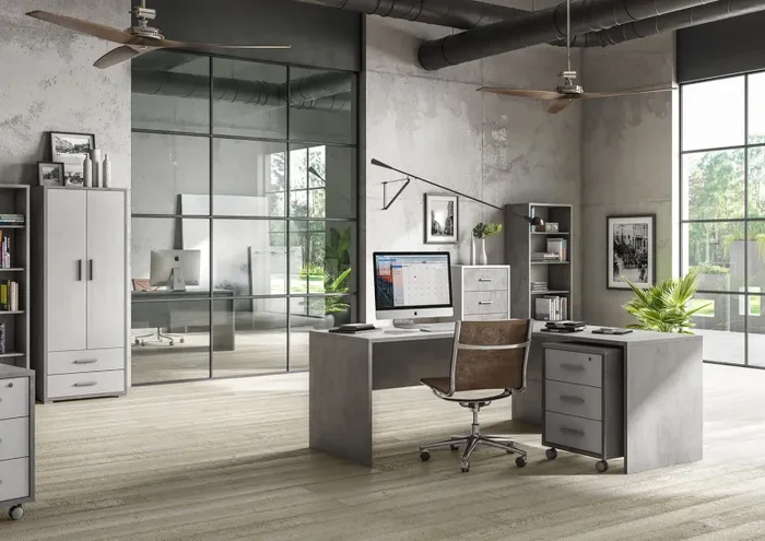 Cassettiera 3 Cassetti su Ruote 51x71x41 cm Cemento/Ossido Bianco - immagine 2