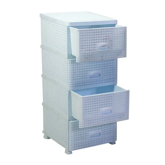 Cassettiera 4 Cassetti 43×36,8xh89,4 cm in Plastica Bianco - immagine 2