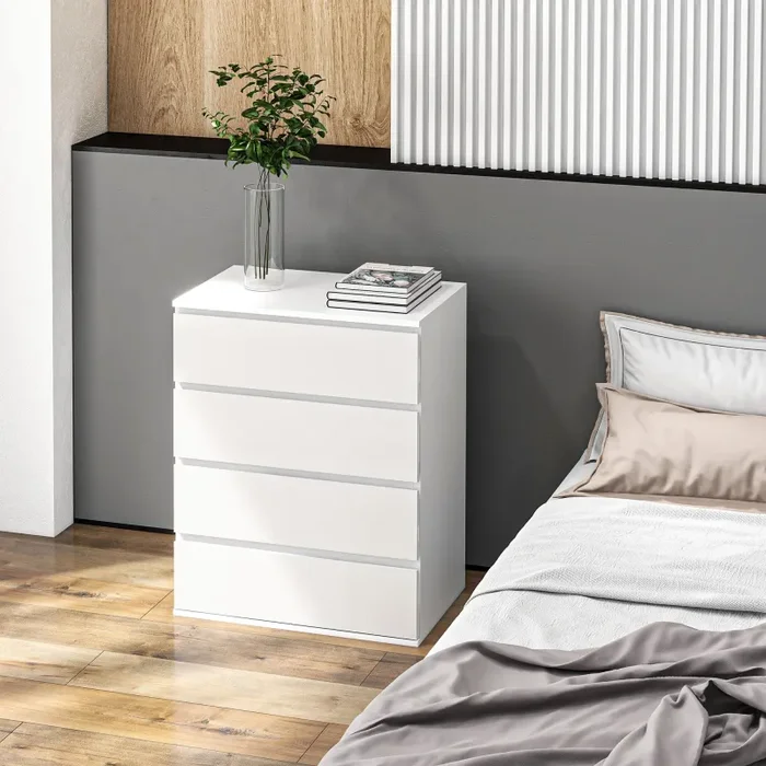 Cassettiera 4 Cassetti 60x40x80 cm in Truciolato Bianco - immagine 2