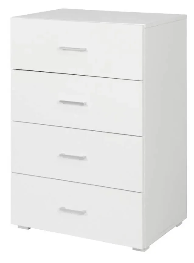 Cassettiera 4 Cassetti 60x41x87 cm in MDF Bianco