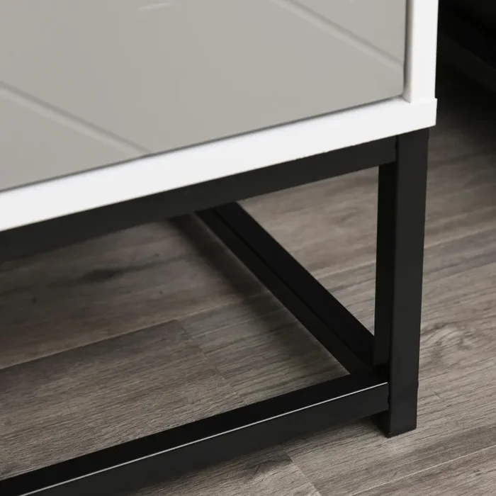 Cassettiera 4 Cassetti 80x40x79 cm in Metallo e Truciolato Bianca e Grigia - immagine 3