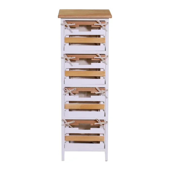 Cassettiera 4 Cassetti in Legno 30x27x85cm Matilda Noce Chiaro e Bianca - immagine 2