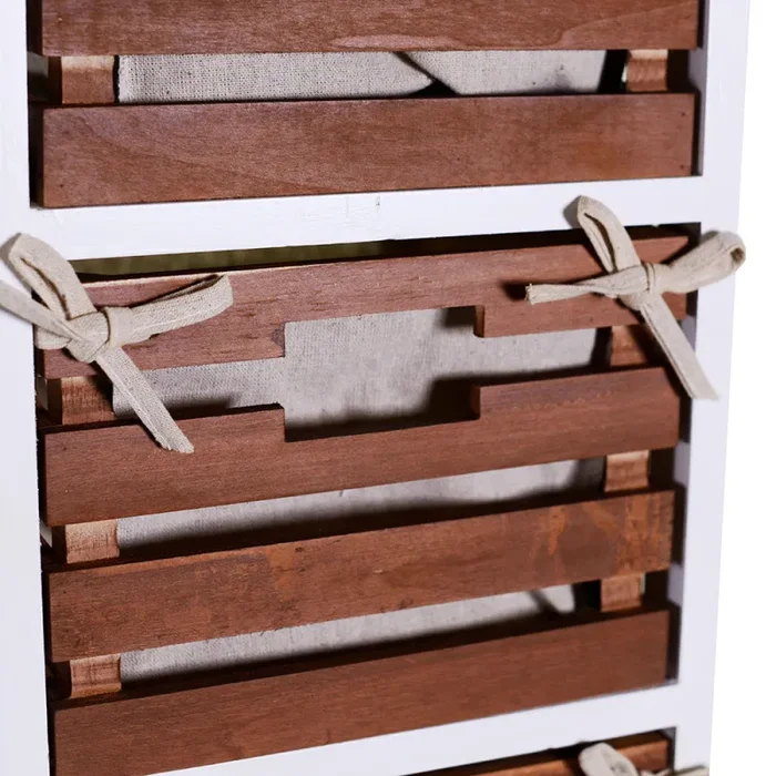 Cassettiera 4 Cassetti in Legno 35x27x85cm Atena Noce e Bianca In saldo - immagine 3