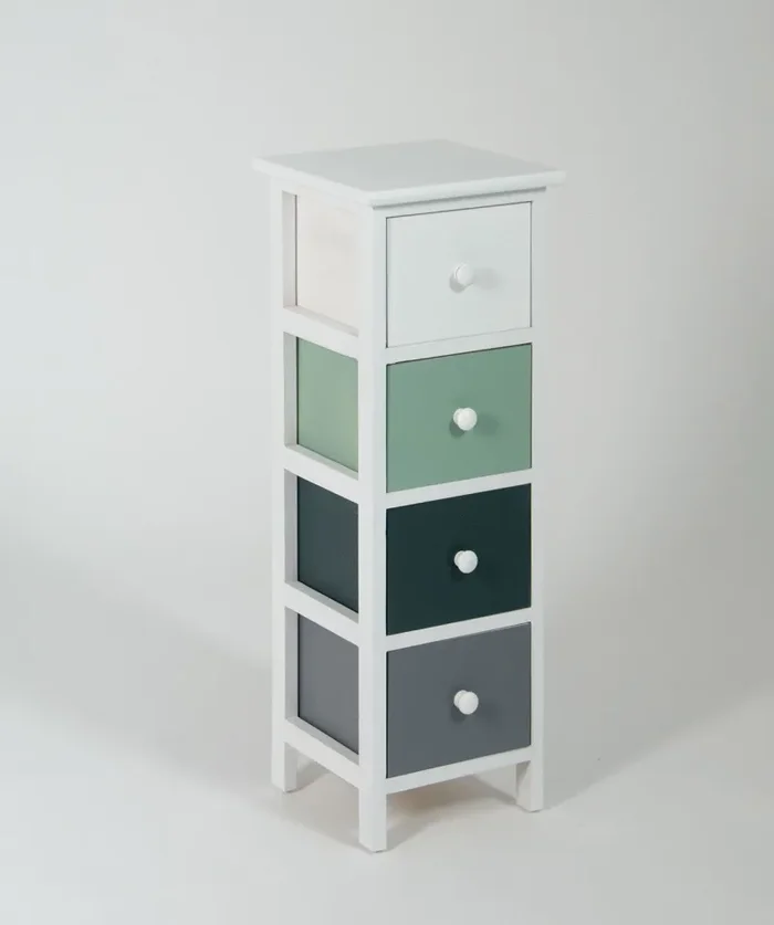 Cassettiera 4 Cassetti in Legno Massello 25x25x71 cm Fumer Rosy - immagine 3