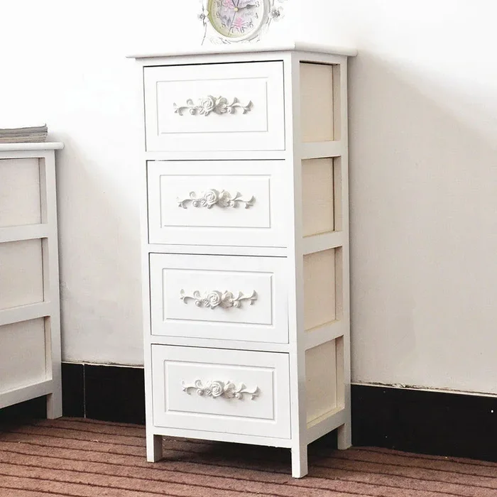 Cassettiera 4 Cassetti in Legno Massello 36x29x81 cm Fumer Camilla Bianca