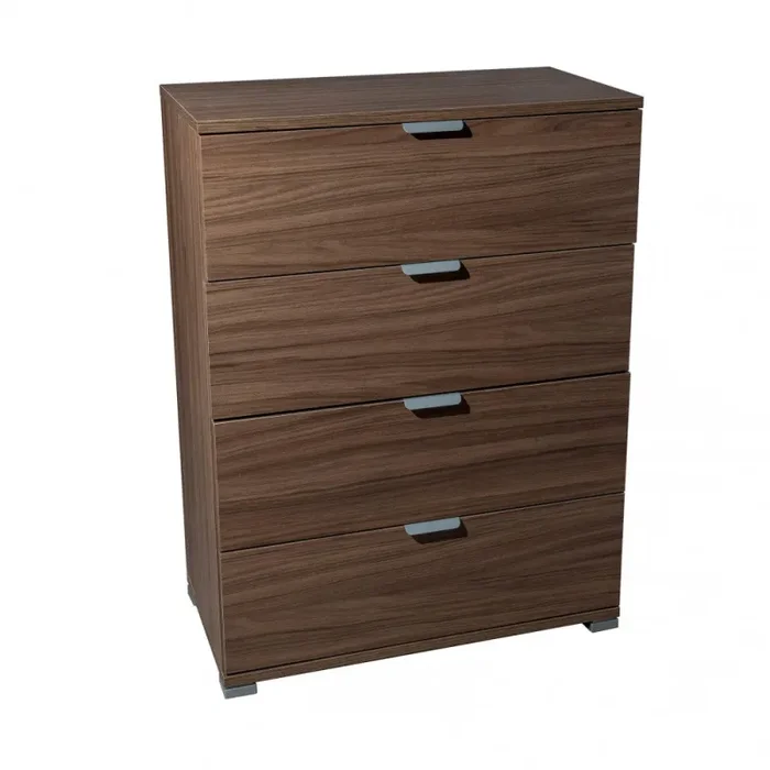 Cassettiera 4 Cassetti Tinta Noce 60x38x85 h cm in Truciolare bilaminato Marrone Vendita calda