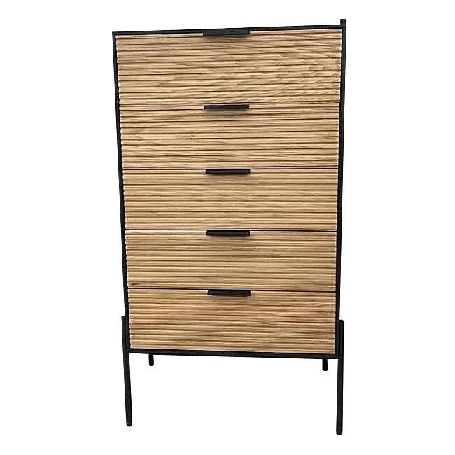 Cassettiera 5 Cassetti 64x40x115,5 cm Allycia in Legno Nero