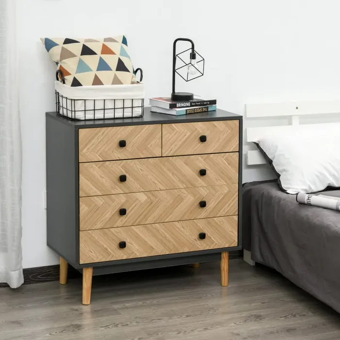 Cassettiera 5 Cassetti 80x40x80 cm in Legno - immagine 2