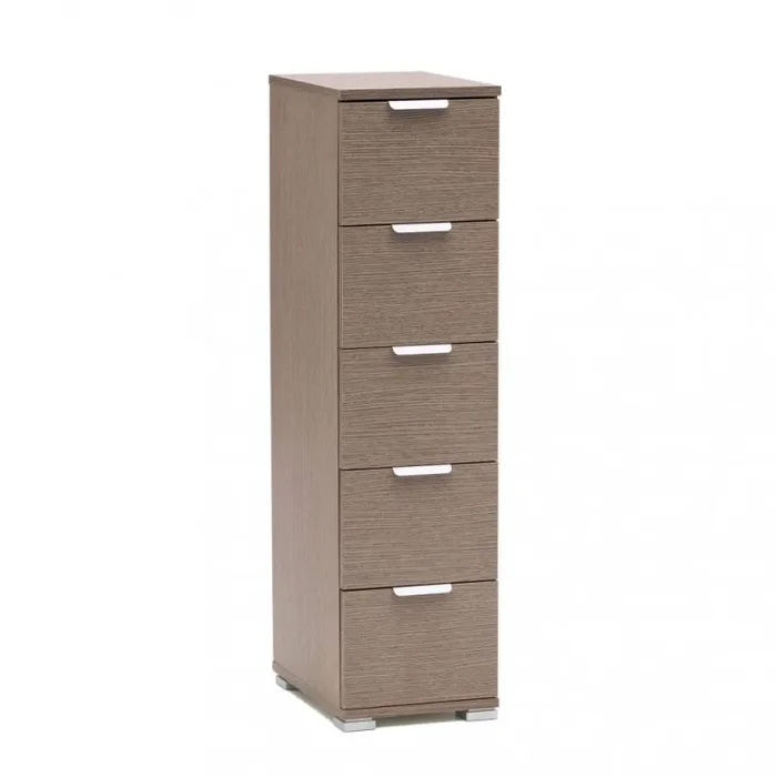 Cassettiera 5 Cassetti Rovere Grigio 27x38x103 h cm in Truciolare bilaminato Rovere grigio