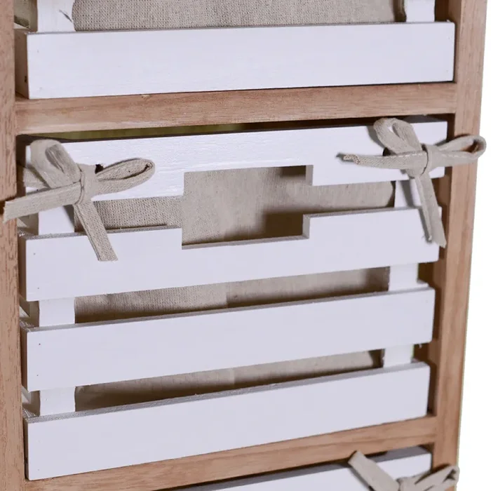 Cassettiera 6 Cassetti in Legno 58x30x66cm Arianna Naturale e Bianca - immagine 3