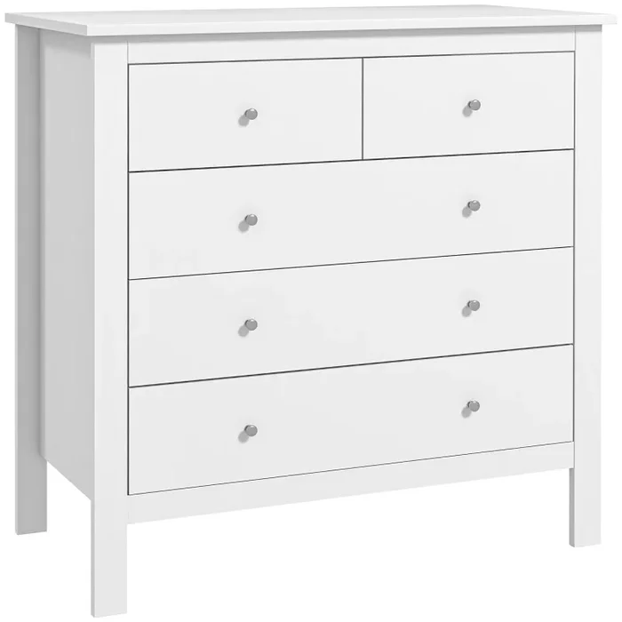 Cassettiera a 5 Cassetti 79×39,5×80,5 cm in Legno Bianco