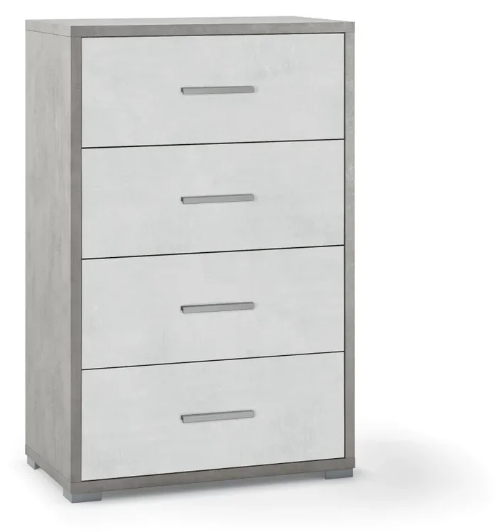 Cassettiera con 4 Cassetti 71x110x41 cm Cemento/Ossido Bianco Vendita calda online
