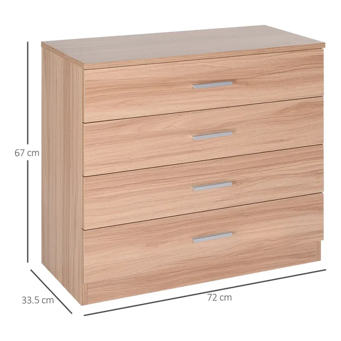 Cassettiera con 4 Cassetti in Legno 72×33.5×67 cm - immagine 3