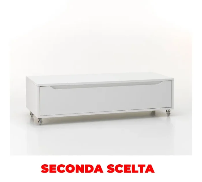 Cassettiera con Ruote 1 Cassetto 120x45x32 cm in Legno TFT Belsk Bianco Opaco Seconda Scelta