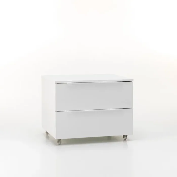 Cassettiera con Ruote 2 Cassetti 70x52x57 cm in Legno TFT Kato Bianco Opaco