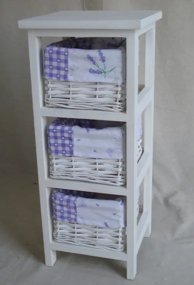 Cassettiera in Legno 3 Cassetti 25x25H59cm Lavanda - immagine 2