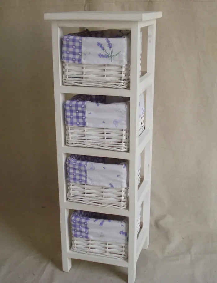 Cassettiera in Legno 4 Cassetti 25x25H76,5cm Lavanda - immagine 2