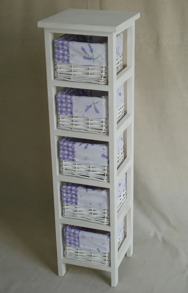 Cassettiera in Legno 5 Cassetti 25x25H94cm Lavanda - immagine 2