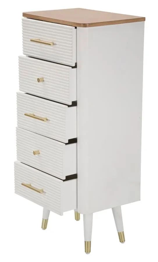 Cassettiera Matera 45x100x32 cm in Legno MDF e Ferro Bianco/Marrone - immagine 2