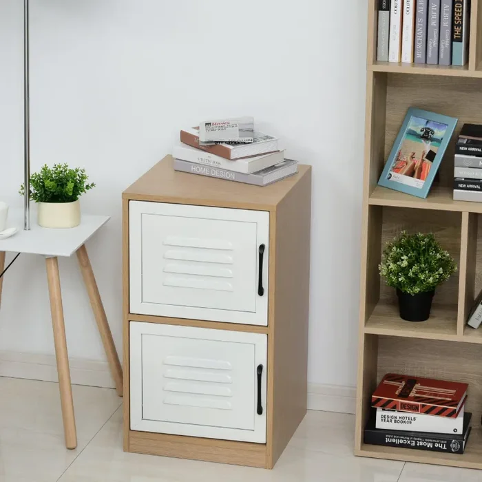 Cassettiera Portadocumenti da Ufficio 2 Ripiani in Legno e Metallo - immagine 2