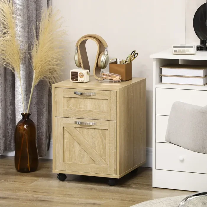 Cassettiera Portadocumenti da Ufficio 39x42x56 cm in Truciolato Legno Naturale - immagine 2