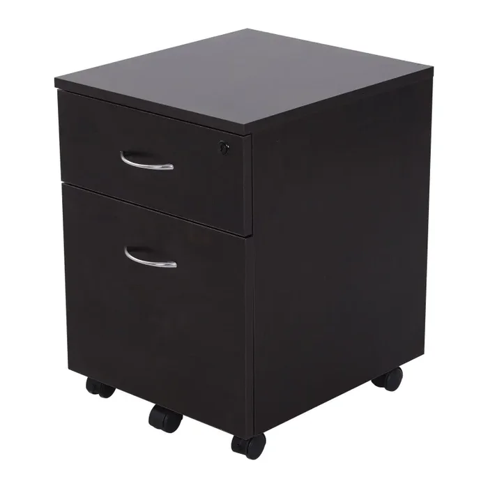 Cassettiera Portadocumenti da Ufficio in Legno 2 Cassetti per A4 Chiusura di Sicurezza Nera Saldi