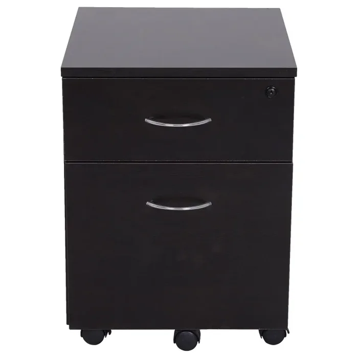 Cassettiera Portadocumenti da Ufficio in Legno 2 Cassetti per A4 Chiusura di Sicurezza Nera Saldi - immagine 3