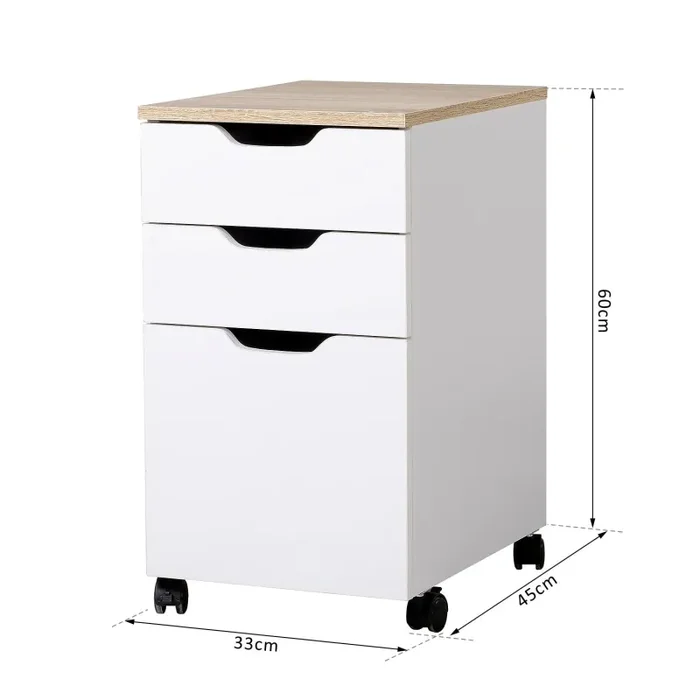 Cassettiera Portadocumenti da Ufficio in Legno Bianco 33x45x60 cm - immagine 3