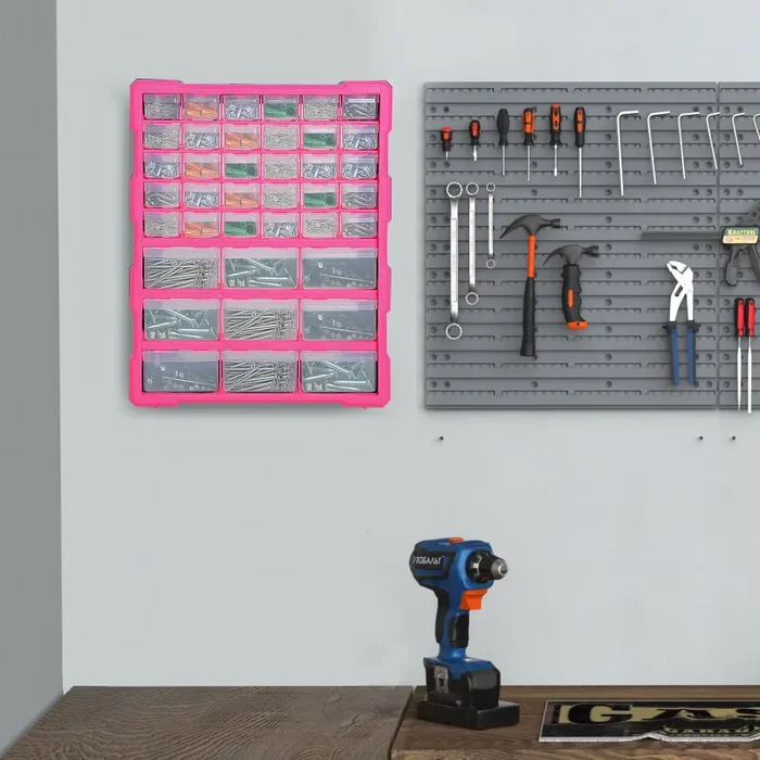 Cassettiera Portaminuterie 39 Cassetti 38x16x47,5 cm in Polipropilene Rosa - immagine 2