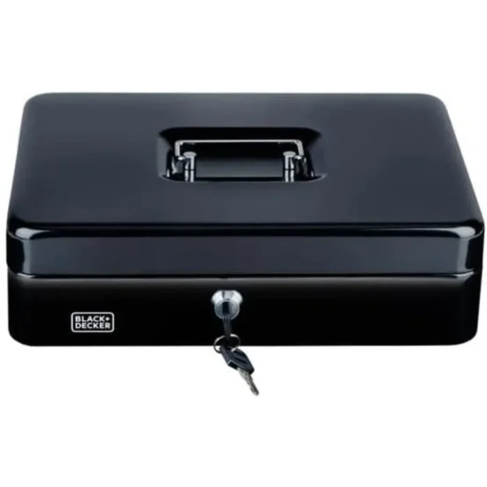 Cassettina Portavalori Nera a 4 Scomparti con Raccoglitore di Monete con 2 Chiavi Black & Decker Saldi