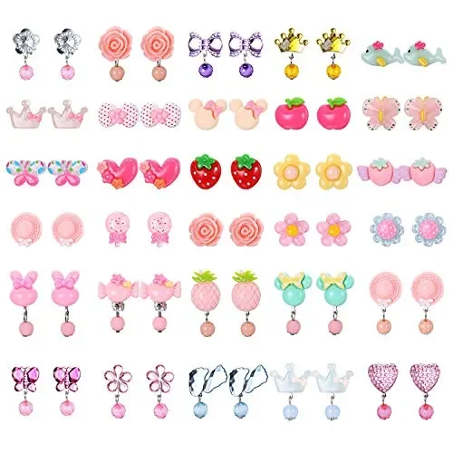 CASSIECA 30 paia Orecchini Clip Ragazze Bambina Nessun di Design…