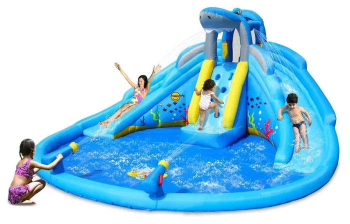 Castello Giostra Gonfiabile Acquatico Shark Splash Center con Pompa Happy Hop Vendita online