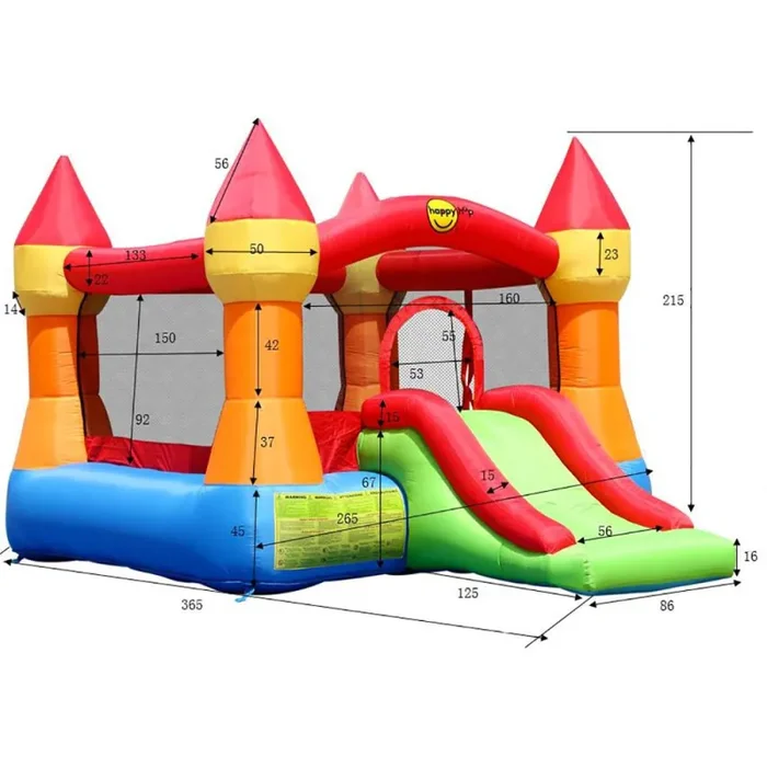Castello Giostra Gonfiabile con Scivolo e Pompa Inclusa Happy Hop - immagine 3