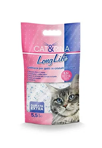 Cat&Rina Long Life Lettiera per Gatti ai Cristalli di Silicio 5,5 Litri