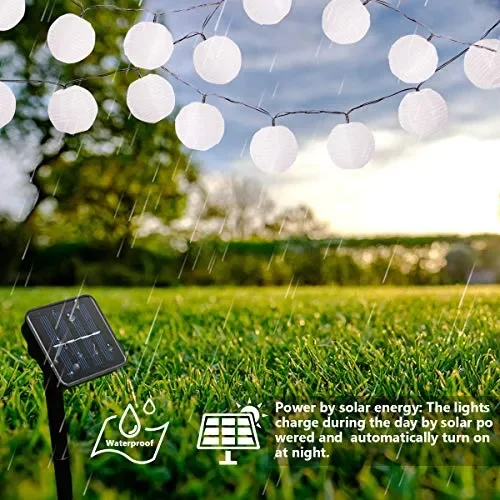 Catena Luminosa Solare, QXMCOV Lanterne da Esterno LED 9.3Metri Bianco Caldo In saldo - immagine 2