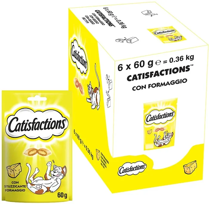 Catisfactions Snack per Gatto, Stuzzicante Formaggio, 6 Confezioni da 60 g