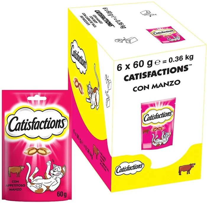 Catisfactions Snack per Gatto, Stuzzicante Formaggio, 6 Confezioni da 60 g - immagine 2