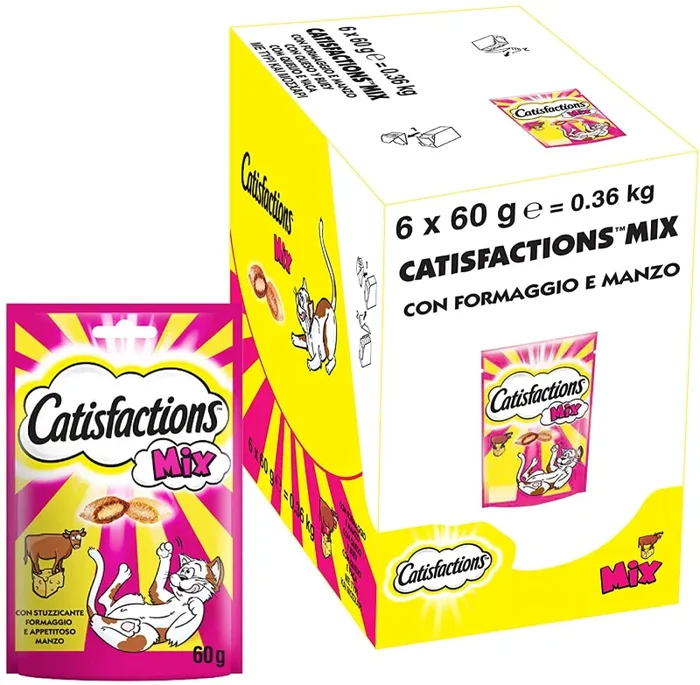 Catisfactions Snack per Gatto, Stuzzicante Formaggio, 6 Confezioni da 60 g - immagine 3