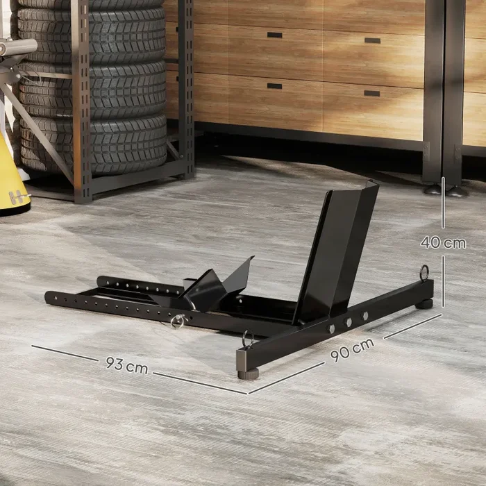 Cavalletto Bloccaruote per Moto Staffa Regolabile per Ruote Ø34-84 cm in Acciaio Nero - immagine 3