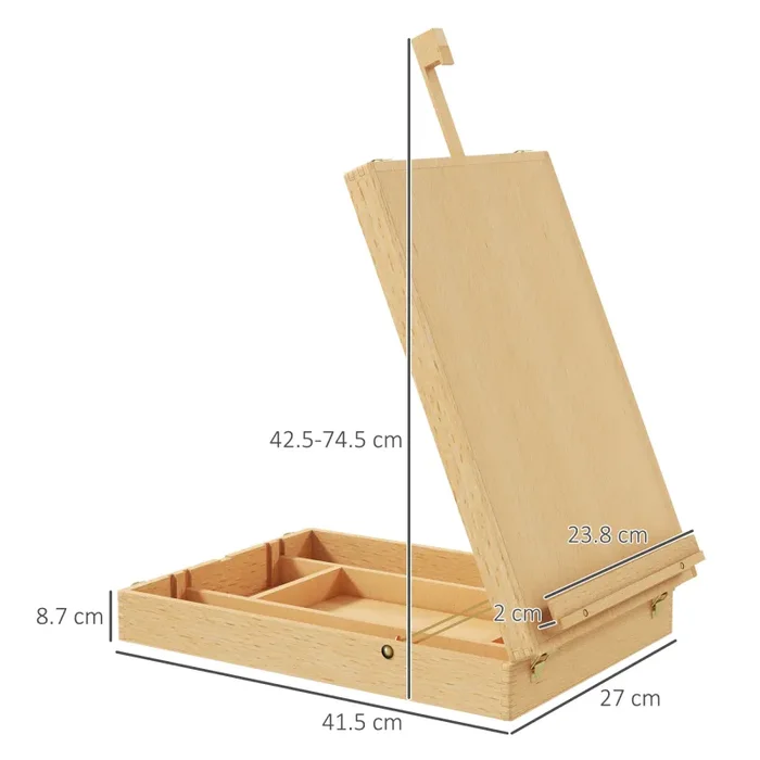 Cavalletto per Pittura da Tavolo Pieghevole 27×41,5×42,5-74,5 cm in Legno Naturale In saldo - immagine 3